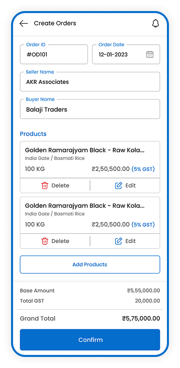 Create Invoice – orders commission list