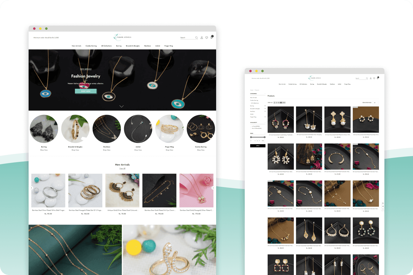 Tarohi Jewels website showcase