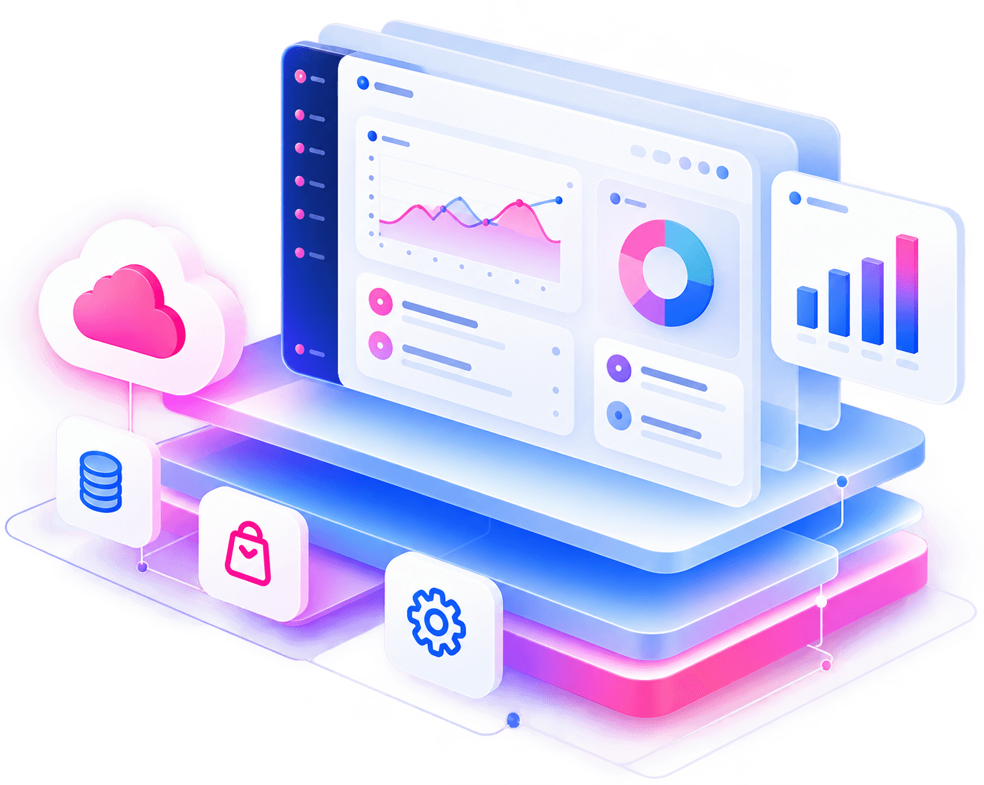 SaaS dashboard and analytics illustration