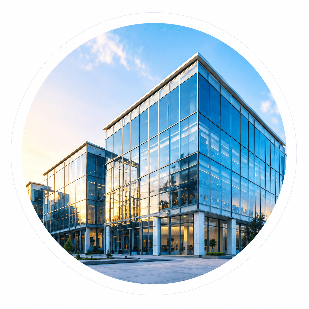 Modern office building representing The Dezine's business partnership approach