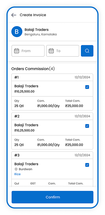 Create Invoice – confirm commission